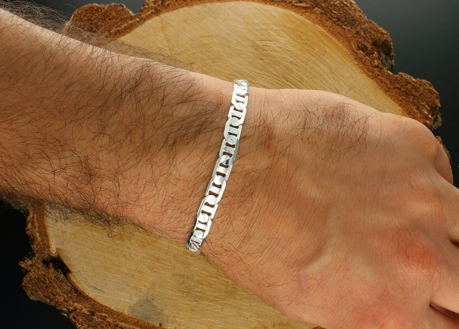 Bransoletka męska ze srebra próby 925 – model DALLAS-180-925, splot Gucci 6 mm, długość 22 cm, waga 13,40 g. Stylowa i solidna biżuteria męska z karabińczykiem.1.jpg